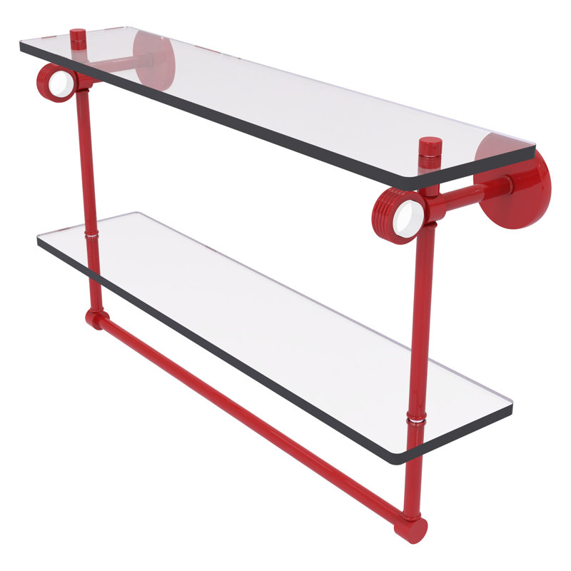 Tablette flottante 2 pièces avec barre à serviettes Clearview, H 12,8 po x l 22 po x P 5,6 po, Rouge pompier