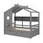Lit simple en bois sur le thème de la maison avec 2 tiroirs, incluant une étagère de rangement-81332373