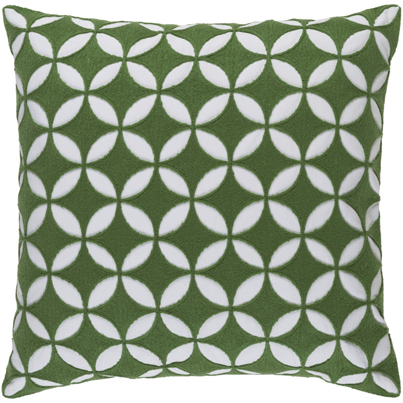  Cotton Throw Pillow Cover, Pillow Cover Only - No Insert, 20" x 20", Green/Neutral Geometric