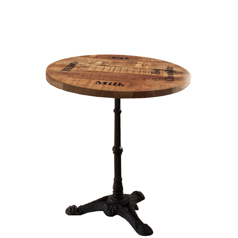 Nakke Acacia Solid Wood Top Metal Base Dining Table, Brown