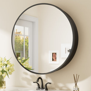 Gervon Round Wall Mounted Medicine Cabinet with Shelves