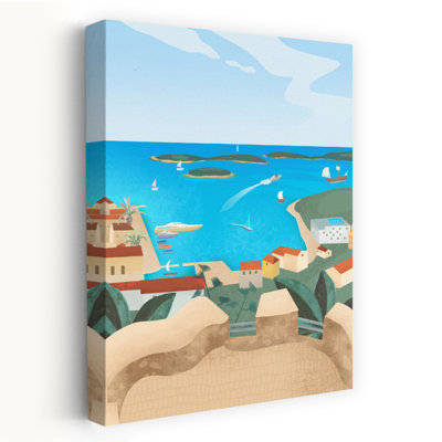 Hvar Island Colorful Abstract Architecture City Wall Art Print