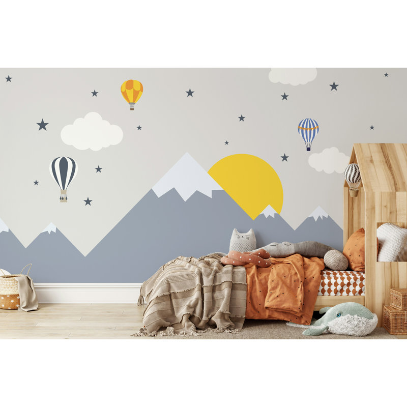 Papier peint amovible Snowy Mountain Clouds and Stars, L 35,04 po x l 55 po