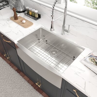 36"" L x 21"" W Farmhouse Stainless Steel Kitchen Sink with Accessories -  Sarlai, S-LA3621R1