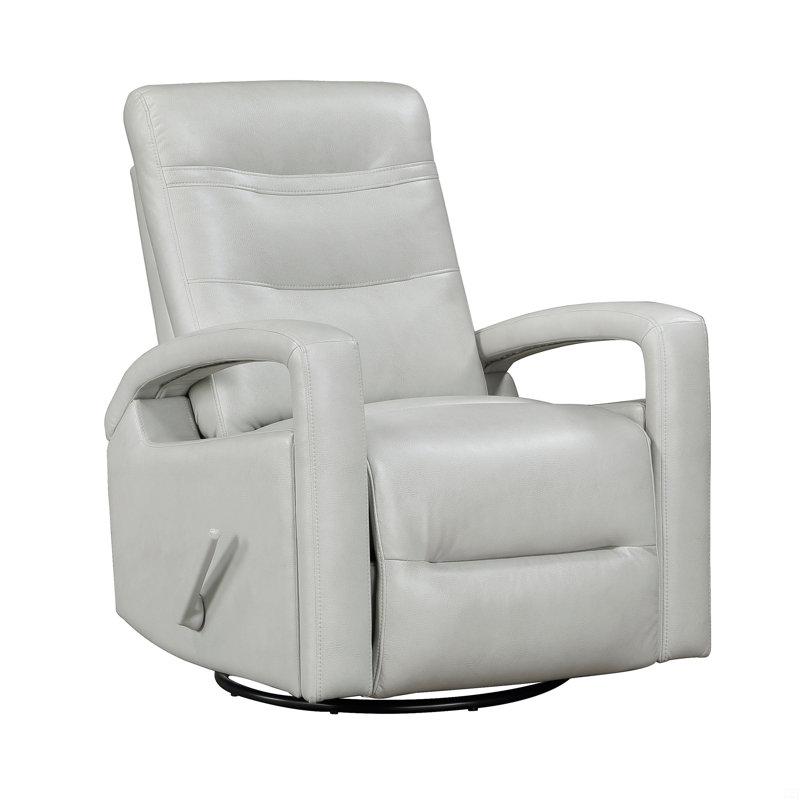 Breathable Faux Leather Upholstered Swivel Glider Recliner Chair, Smoke