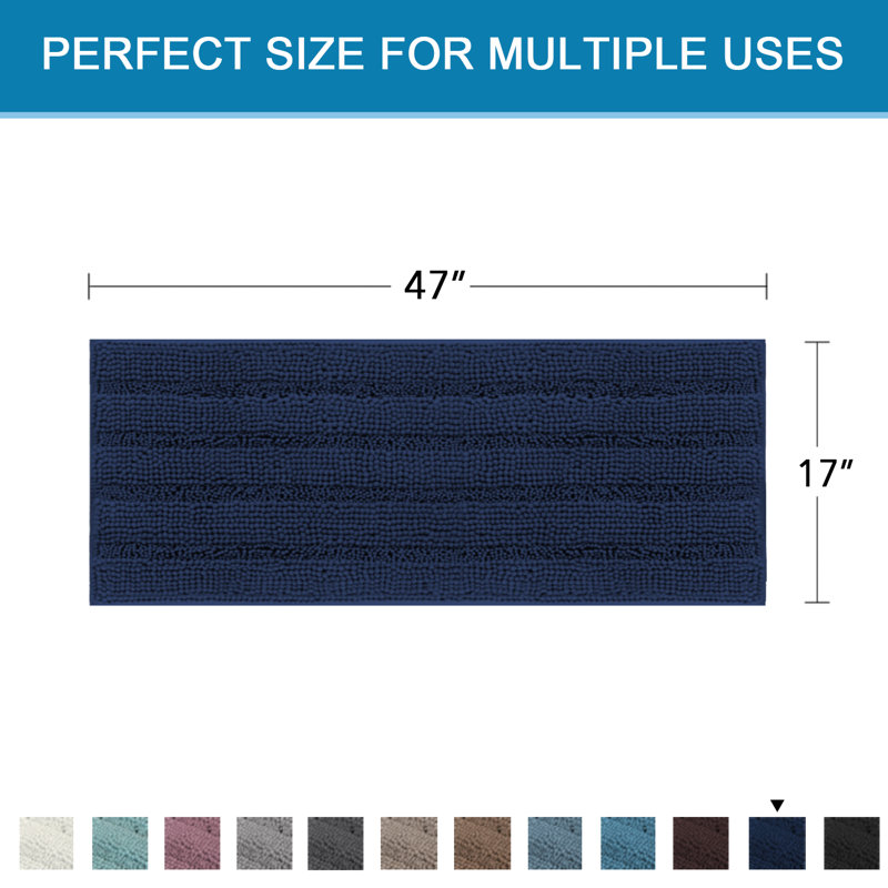 Tapis pour salle de bain Joaquin, Marine, l 47 po x L 17 po