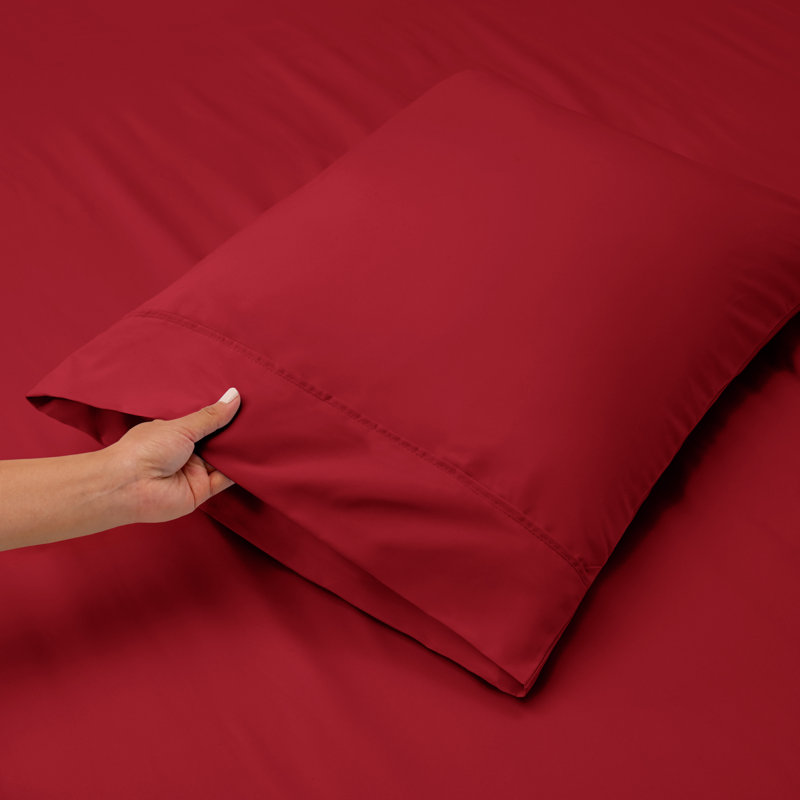 Ensemble de draps en micro-fibre, Bourgogne, Drap-housse de taille simple