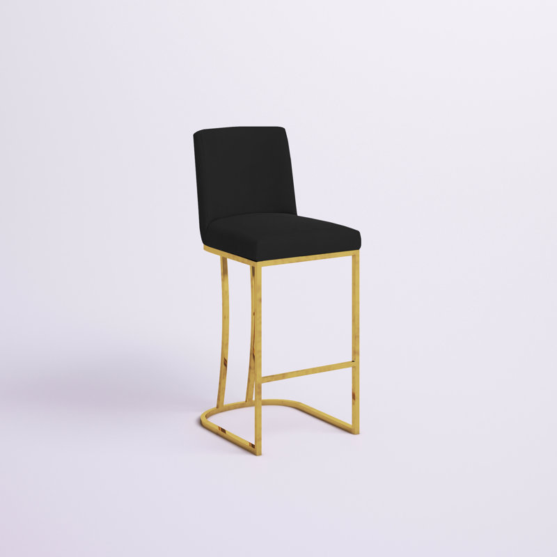 Tabouret de comptoir 26 po Heidi, Velours noir, Doré