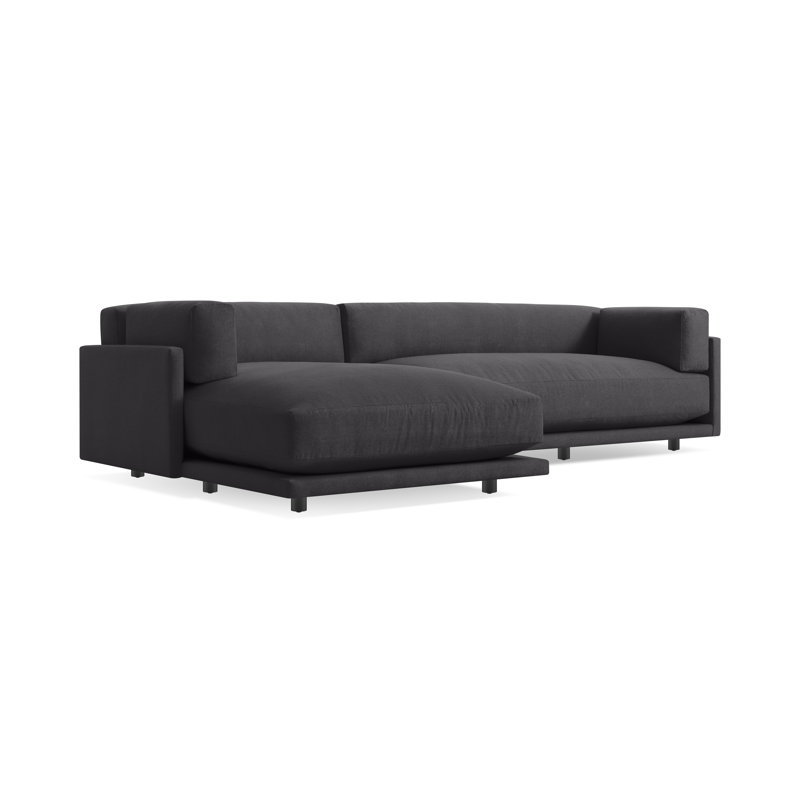 Sunday Chaise Sectional, Sanford Black Crossweave, Left Hand Facing