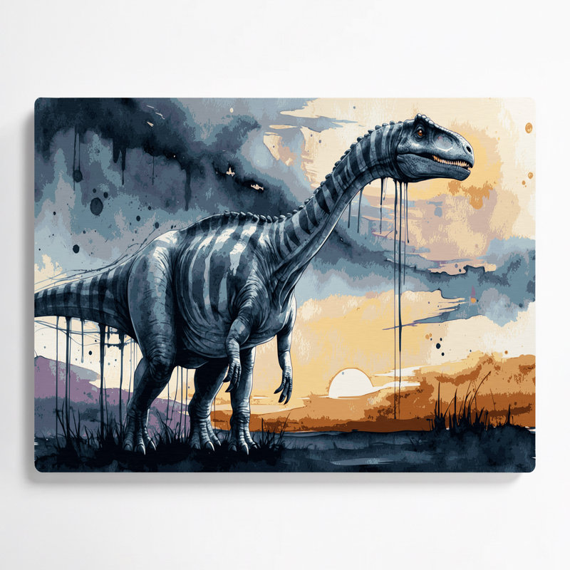 «Dinosaur Brachiosaurus Beige», art mural en métal, H 24 po x l 36 po