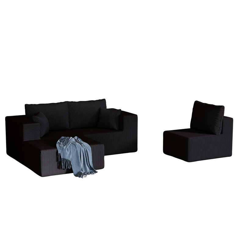 108.3" Sectional Foam Couch,L Shape Sofa with Chaise Lounge,Modular Cloud Sofa for Living Room,Upholstered Corduroy Couch