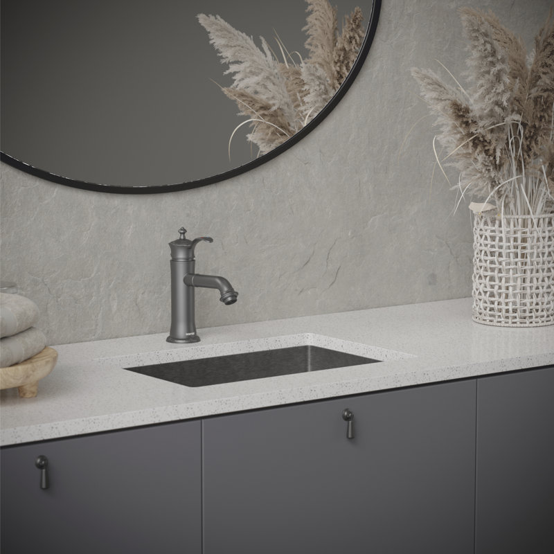 Single-Hole Single-handle Bathroom Faucet with Drain Assembly, Gunmetal Gray