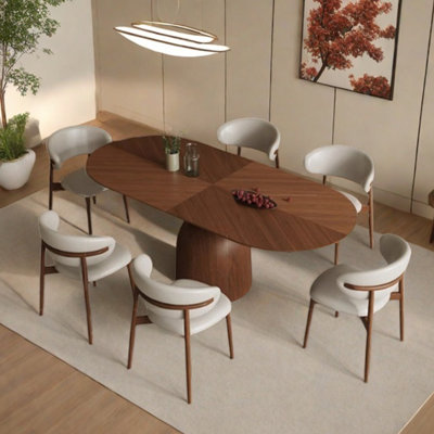 Parquet oval dining table set