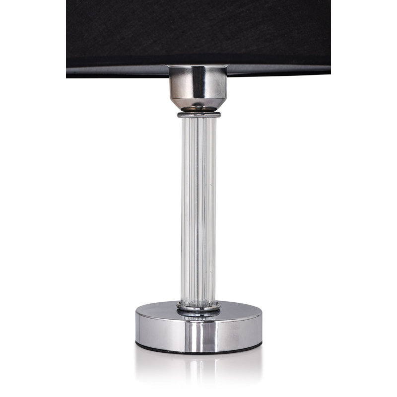 Lampe de table en métal, Argenté / Transparent, Noir