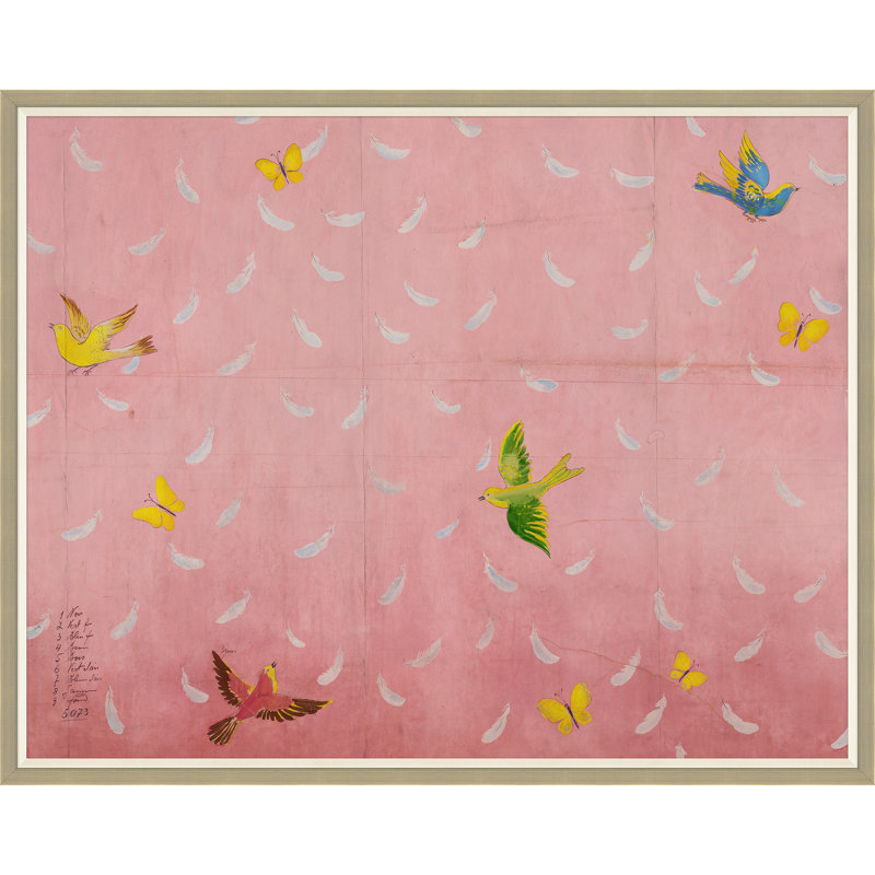 Feathers Print by Paule Marrot, 43" H x 54" W, Silver, Framed Print