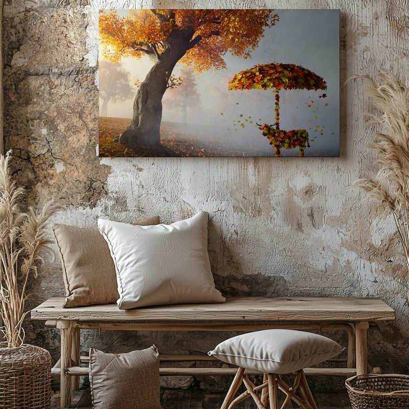 Toile dans un paysage d'automne tranquille, majestueux arbre noueux avec art mural, H 11 po x l 14 po