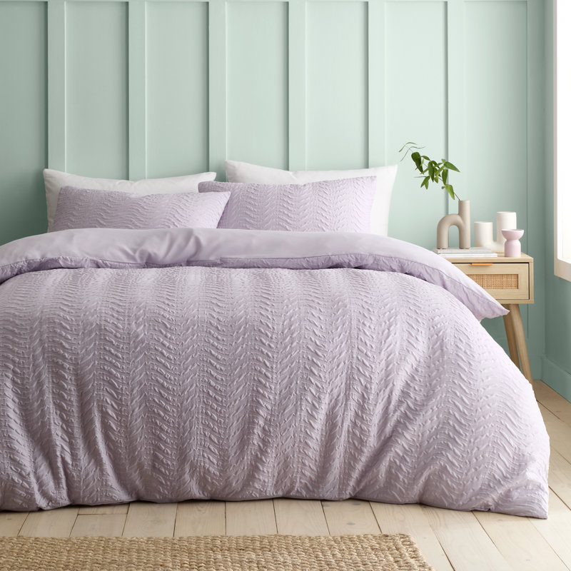 Heatset Wave Duvet Cover Set, Purple, Double Duvet Cover + 2 Standard Pillowcases