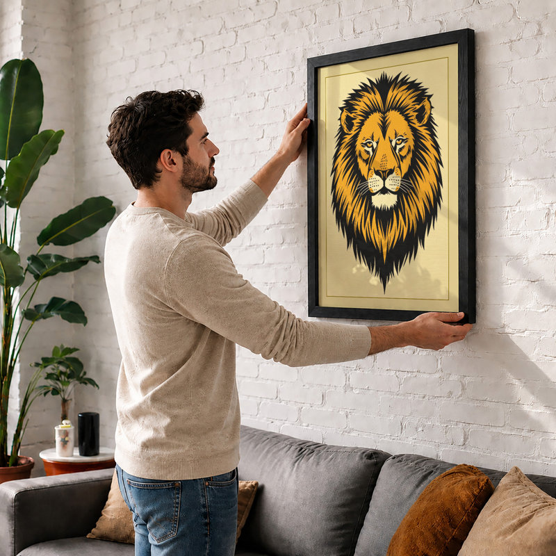 Noble Lion Rustic - Framed Print, Unframed, A4 - 29.7 x 21.0 cm