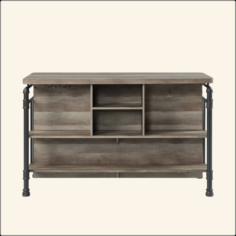 Antique Oak And Sandy Grey 5-Shelf Kitchen Island