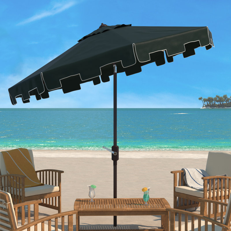 Parasol du marché Coramae, l 130 po x P 130 po, Brun, Vert foncé / blanc