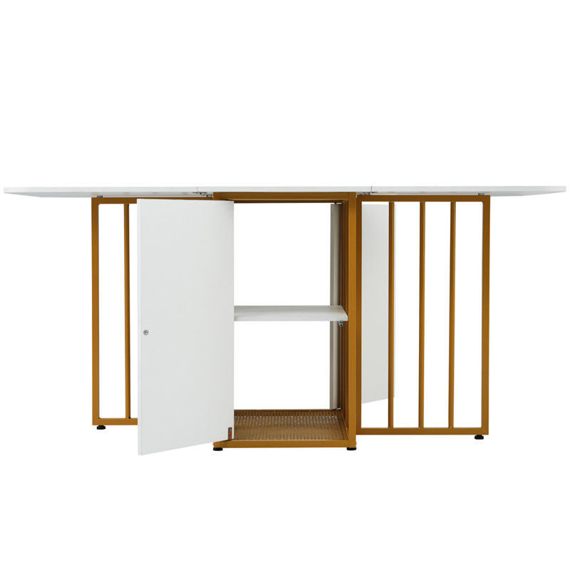 Beahn 160 cm Extendable Rectangular Dining Table, Gold