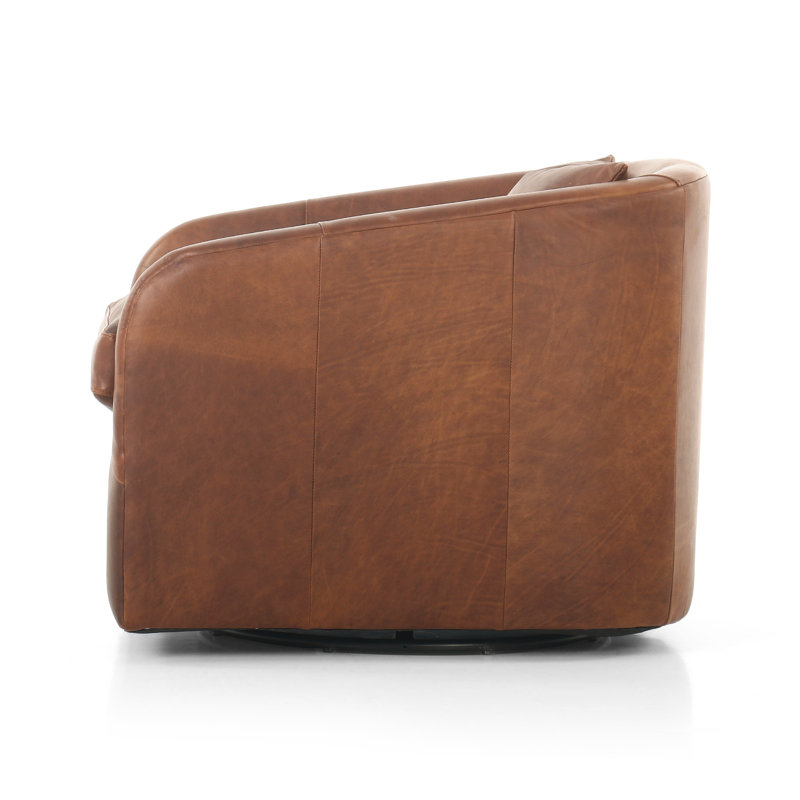 Topanga Swivel Armchair, Heirloom Sienna Genuine Leather