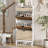 Fluted Shoe Cabinet with 3 Flip Doors & Drawer, Slim Hidden Shoe Storage with Iron Legs for Entryway-809549247
