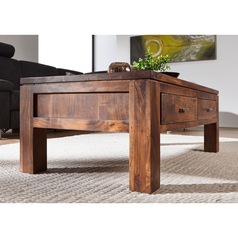 Shaman Solid Wood Four Leg Coffee Table with Storage