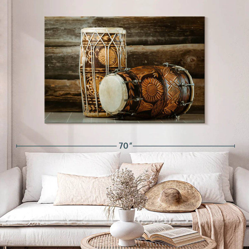 Abarca Indian Dholak Drums, 34" H x 51" W
