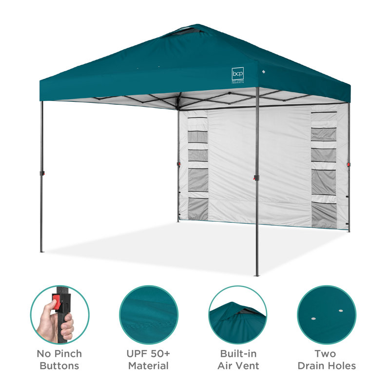 Cerulean 10x10ft Pop-Up Canopy Tent with Side Wall and Storage