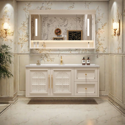 French light luxury cream style bathroom cabinet