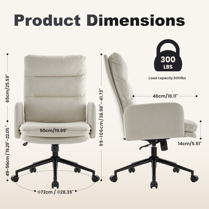 Alexxys Office Chair, Beige Velvet
