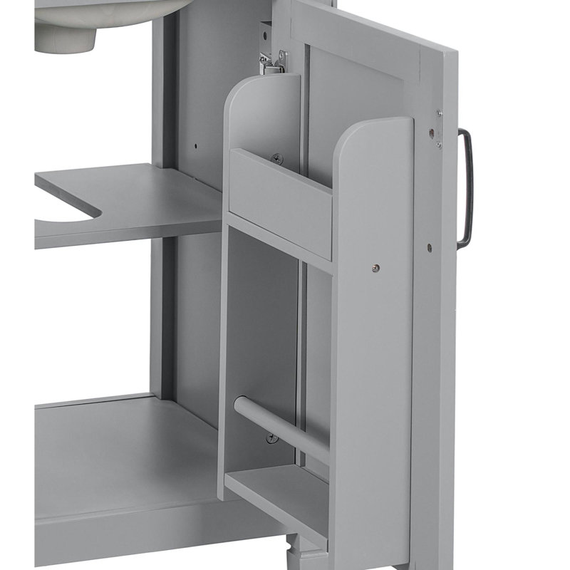 Space-saving Gray Vanity With Solid Wood Durability For Small Bathrooms