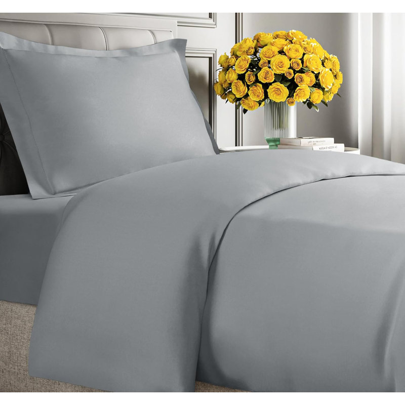 Premium 3-Piece Duvet Cover Set - Hotel Quality Soft & Cooling Comforter Cover With Zipper & Matching Pillowcases, Steel Blue
