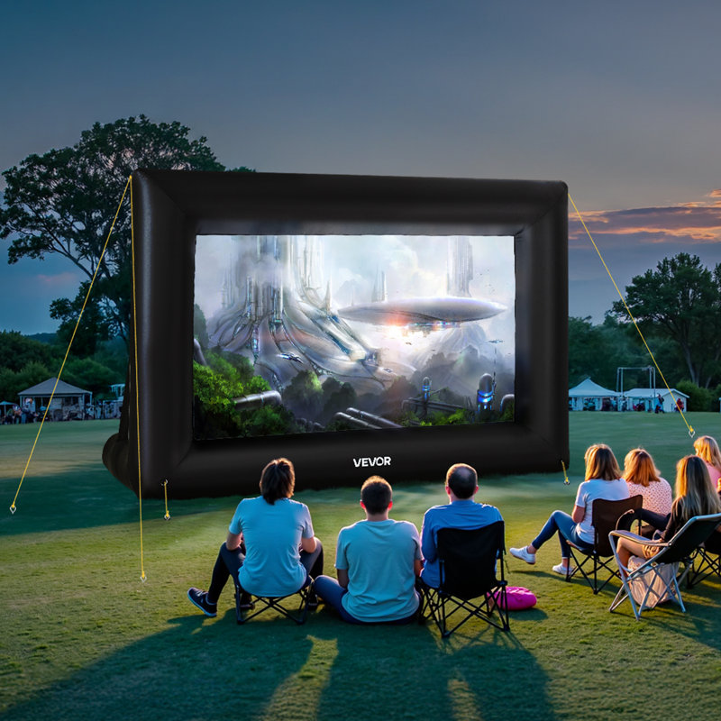 Cinéma gonflable, écran de projection gonflable avec sac de rangement portable, projection de film 16: 9 facile à installer pour la cour extérieure, le cinéma maison, la soirée à thème