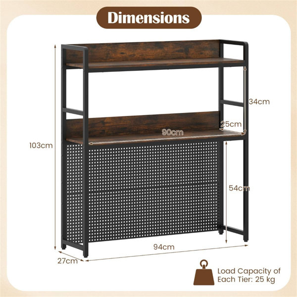 Trent Austin Design Multipurpose 2-Tier Desk Hutch With Pegboard For ...