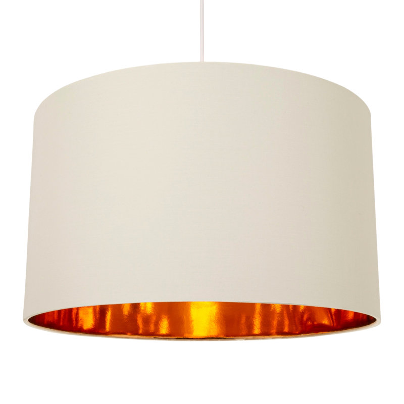 Contemporary Cotton Lamp/Light Shade with Shiny Paper Inner, Cream, 20cm H x 30cm W x  30cm D