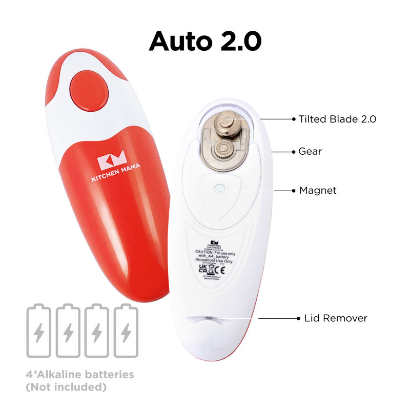 Red and White Battery Operated Electric Can Opener