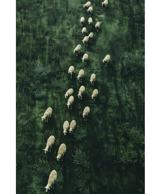 «Sheep's Journey Home» par Treechild - Art mural animal, Taille, Format, Couleur du cadre