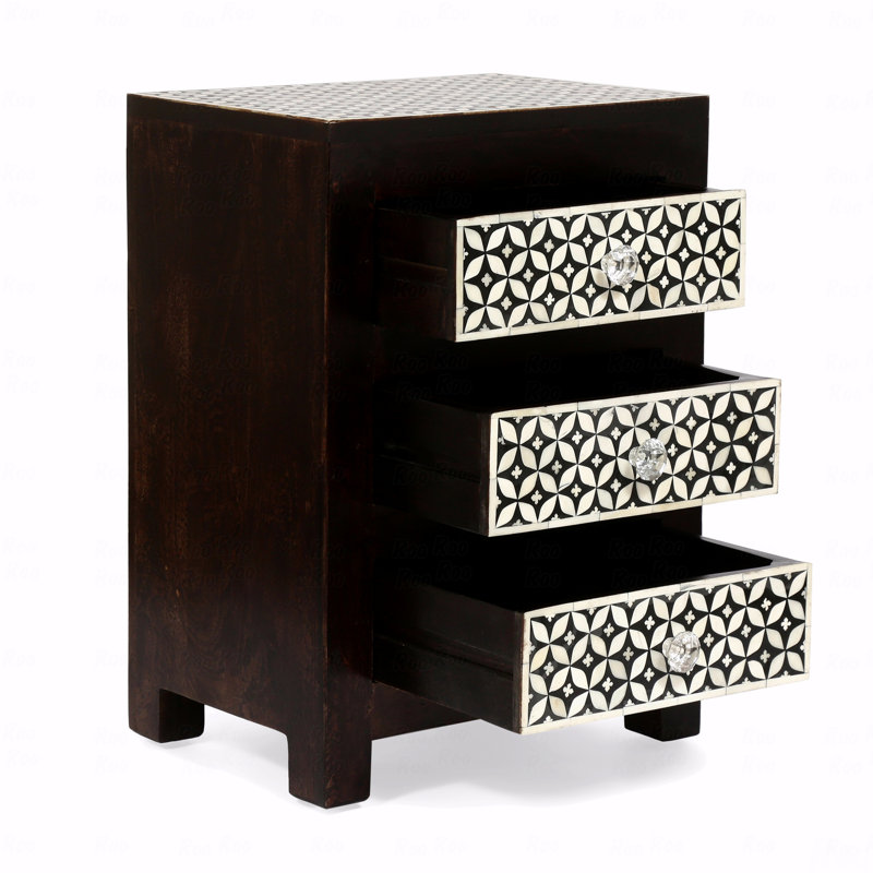 Table de chevet 3 tiroirs Woodenen