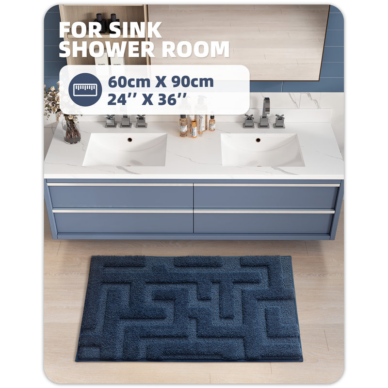 Tapis pour salle de bain Sighrik, L 24 po x l 36 po, Bleu