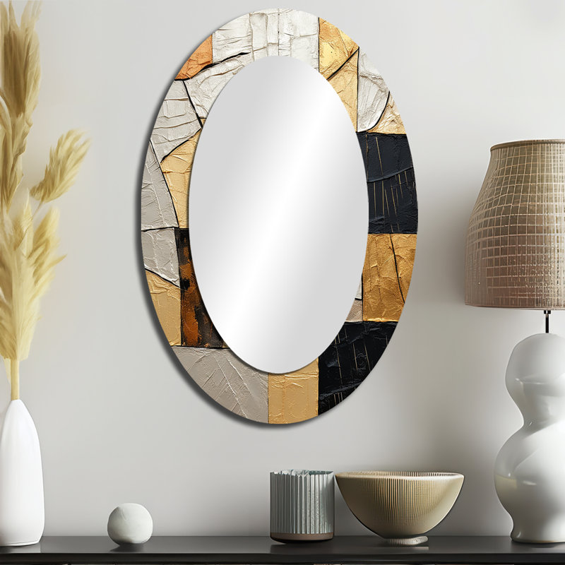 Décoration de miroir mural noir et or noir Poteries II, 36 po x 24 po