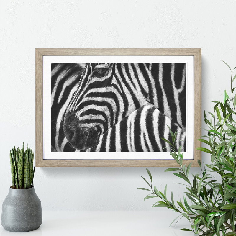 Zebra Vol.2 - Picture Frame Painting, 48cm H x 65cm W x 2cm D, Oak