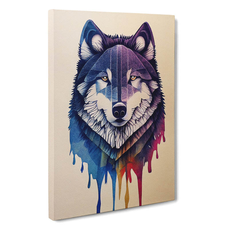 Painted Wolf No.1 - Wall Art, Wrapped Canvas, 50cm H x 35cm W, No Matte
