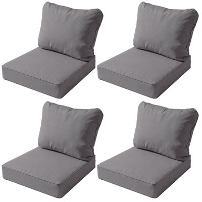 24" x 24" x 5" Outdoor Deep Seat Cushion, Waterproof, High Resilience Foam, Patio Furniture Replacement, Set of 4