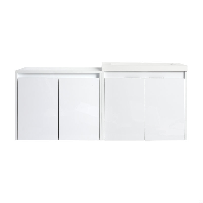 Meuble-lavabo 48 po avec lavabo, portes à fermeture en douceur et armoire murale, montage flottant