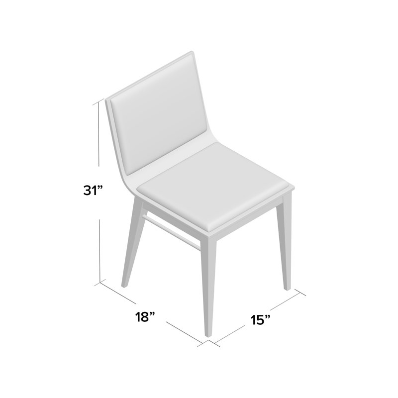 Sawyer 18'' H Upholstered Side Chair, Light Gray Leatherette, Walnut