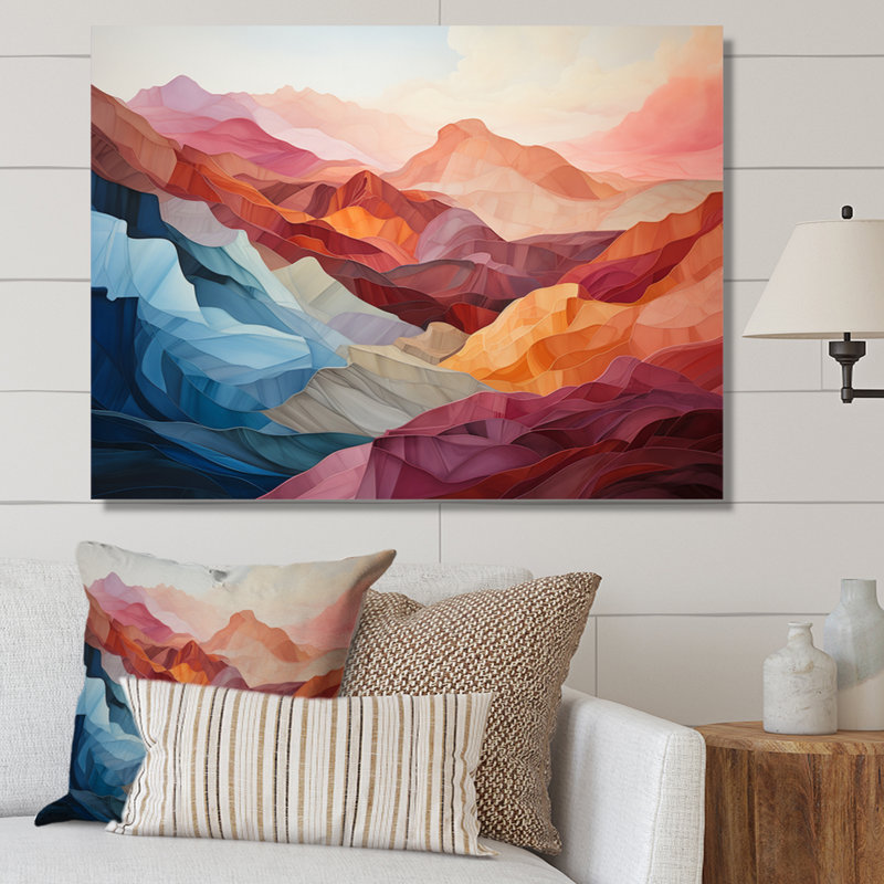 Corail bleu sarcelle majestueux Palette - montagnes grand art mural, H 30 po x l 40 po x P 1,5 po, Toile tendue