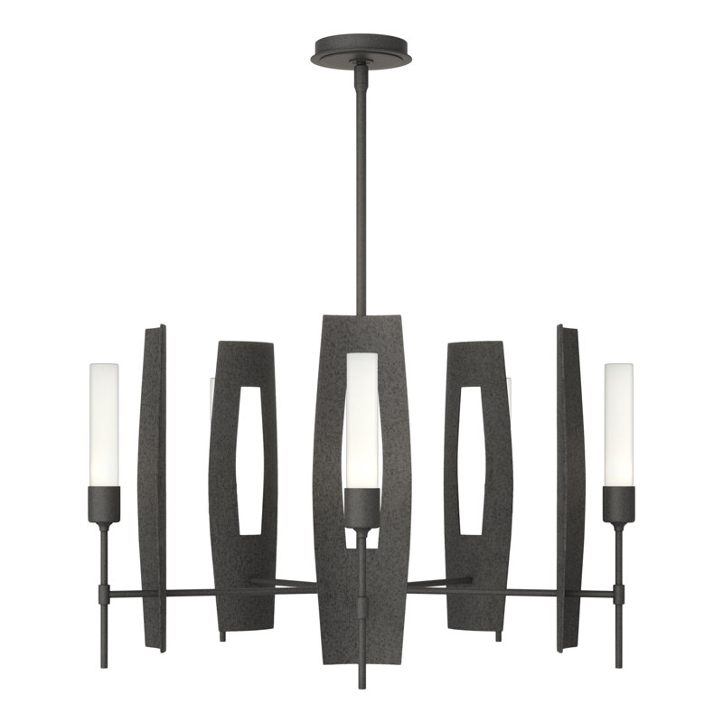 Passage 5 - Light Wagon Wheel Chandelier, Natural Iron, Frosted Glass