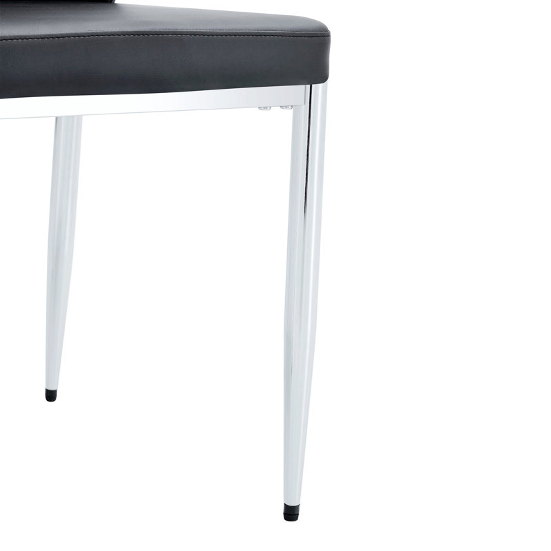Ensemble de 8 chaises de salle à manger avec dossier, chaise d'appoint avec pieds en métal pour les cafés, Noir